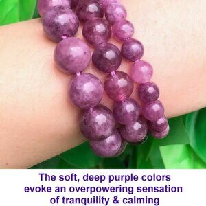 Natural High Quality  Lepidolite Beads.  15" strand